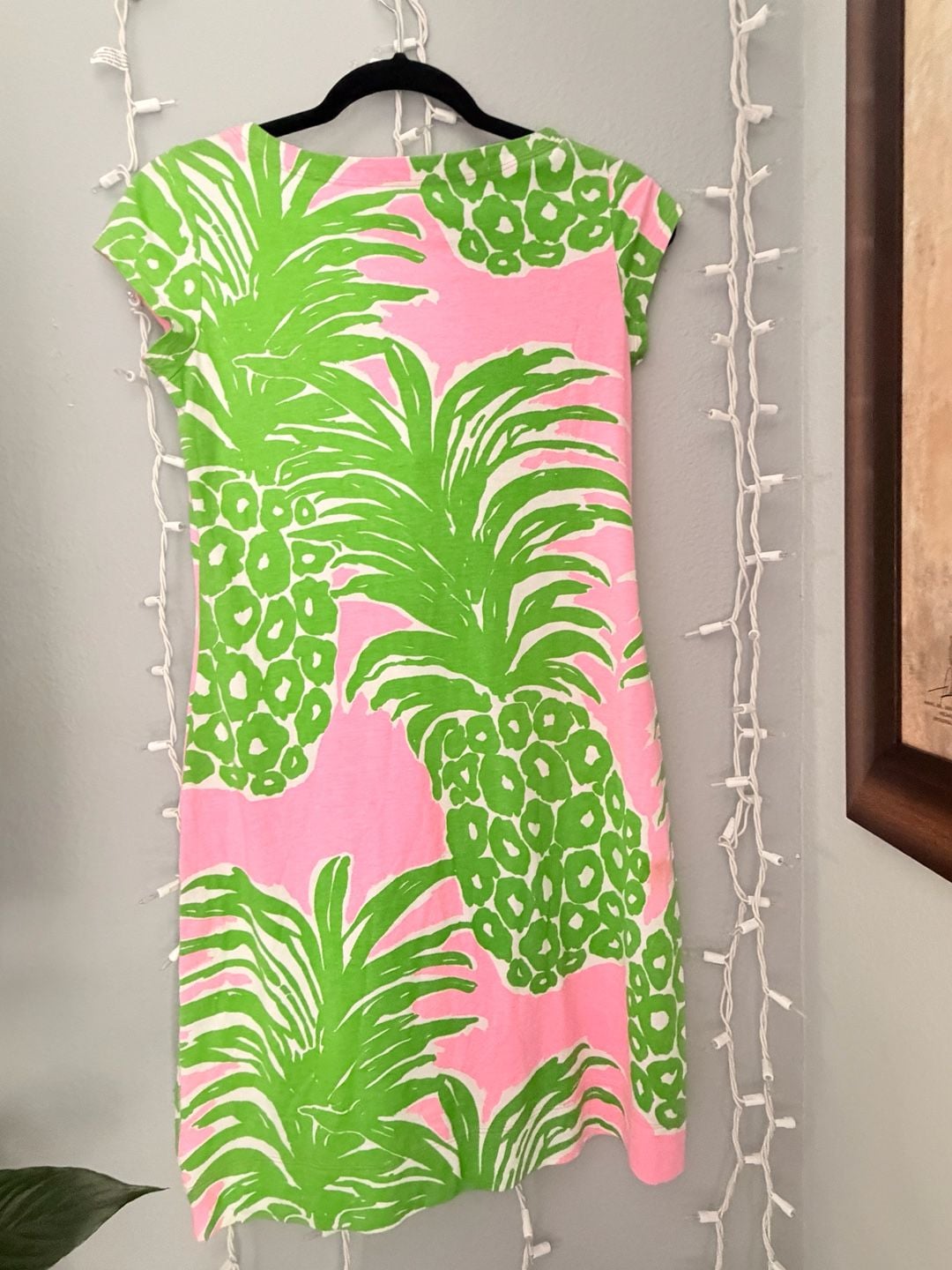 Lilly Pulitzer Loren Shift Dress in Pink and Green Flamenco Pineapple Print 6