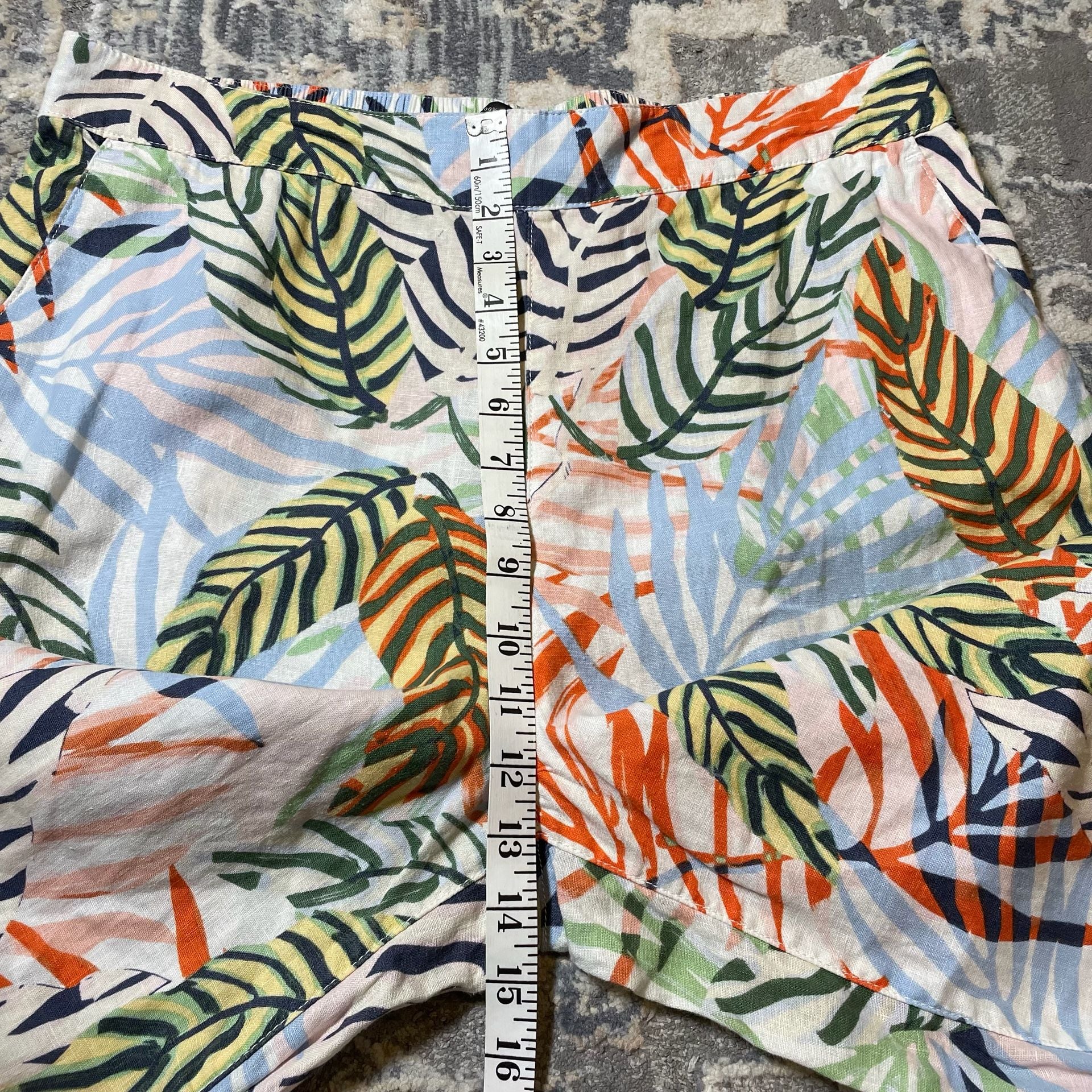 Tahari Cruise Linen Tropical Leaf Print Wide Leg Cropped Pants XL 5
