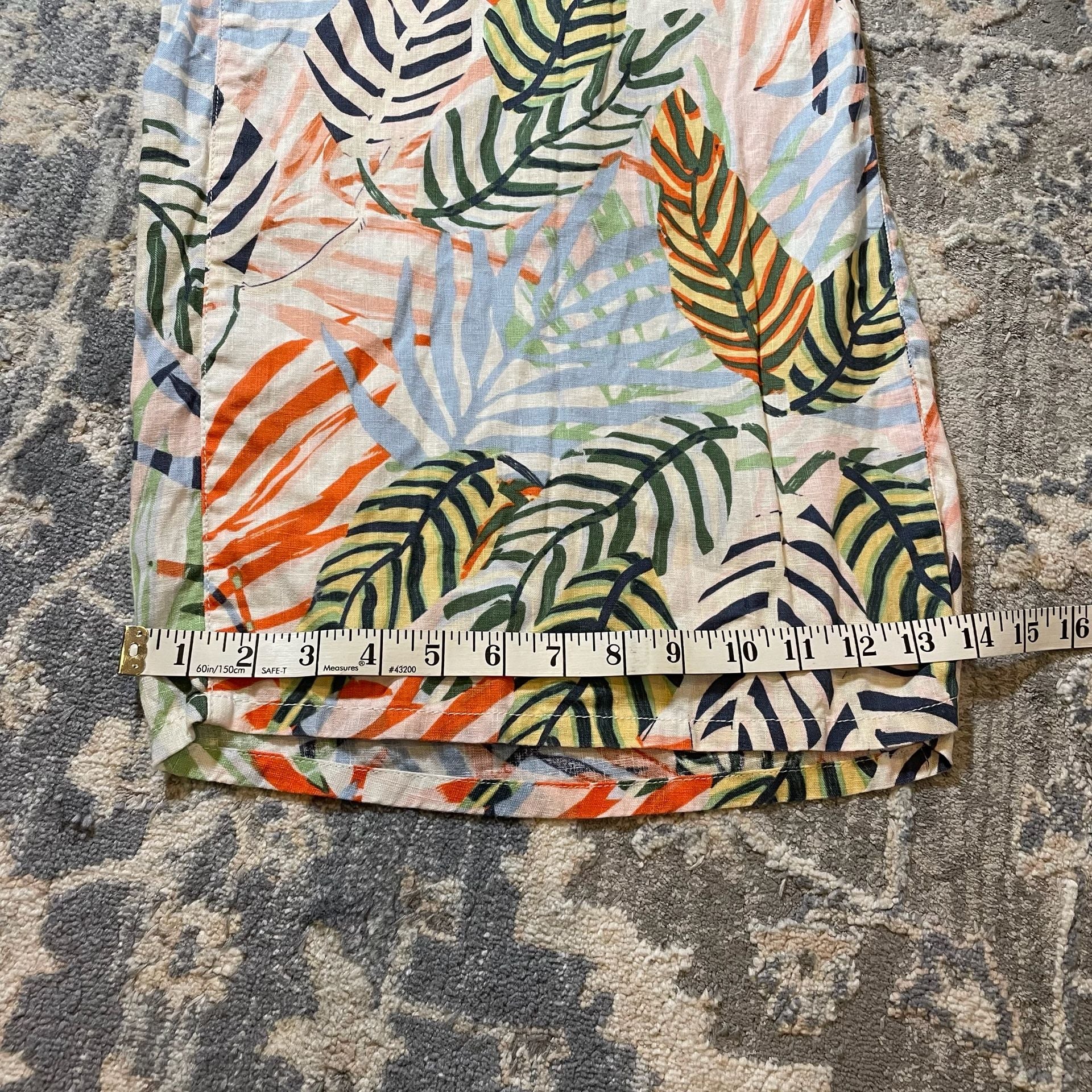 Tahari Cruise Linen Tropical Leaf Print Wide Leg Cropped Pants XL 6