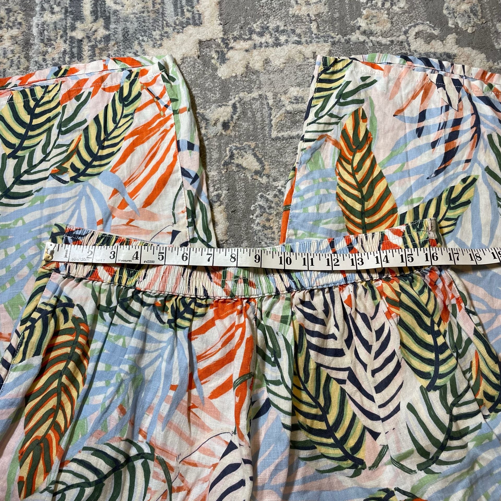 Tahari Cruise Linen Tropical Leaf Print Wide Leg Cropped Pants XL 7