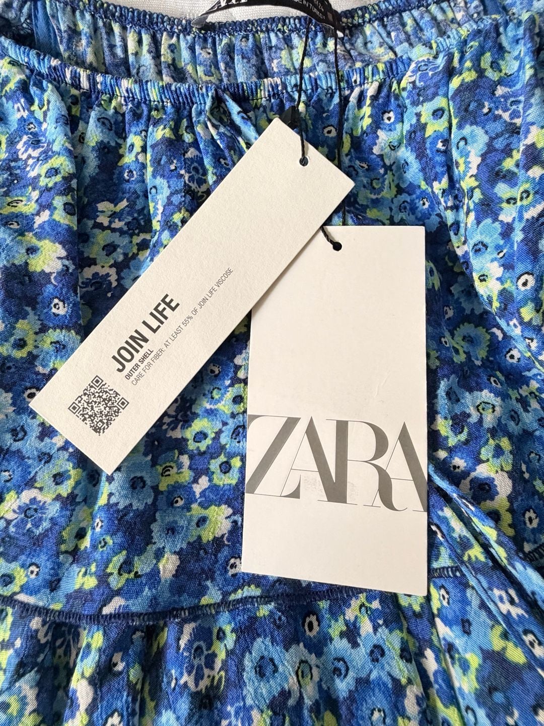 ZARA Blue Floral Off-the-Shoulder Ruffle Tired Short Jumpsuit Romper 7