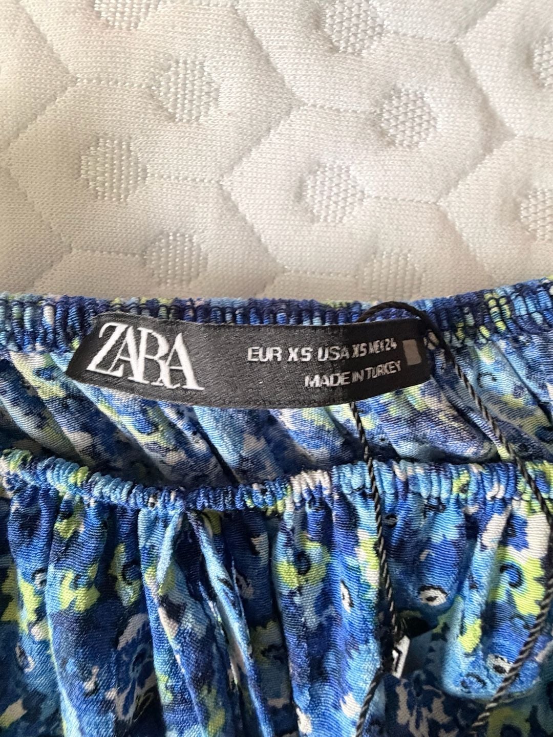 ZARA Blue Floral Off-the-Shoulder Ruffle Tired Short Jumpsuit Romper 12