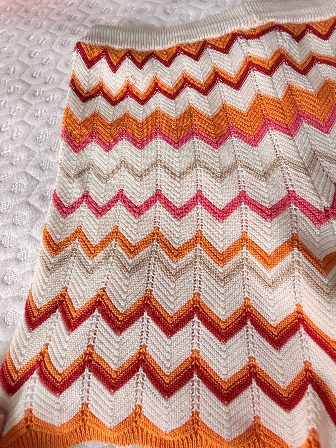 Runaway The Label Albie Chevron Crochet Knit Drawstring Shorts in Orange Multi 7