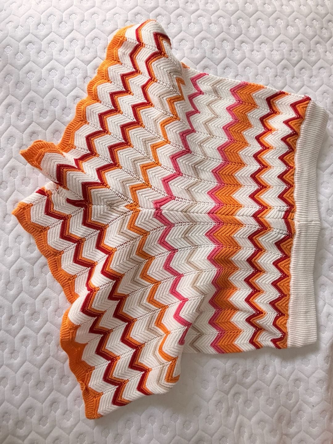 Runaway The Label Albie Chevron Crochet Knit Drawstring Shorts in Orange Multi 8