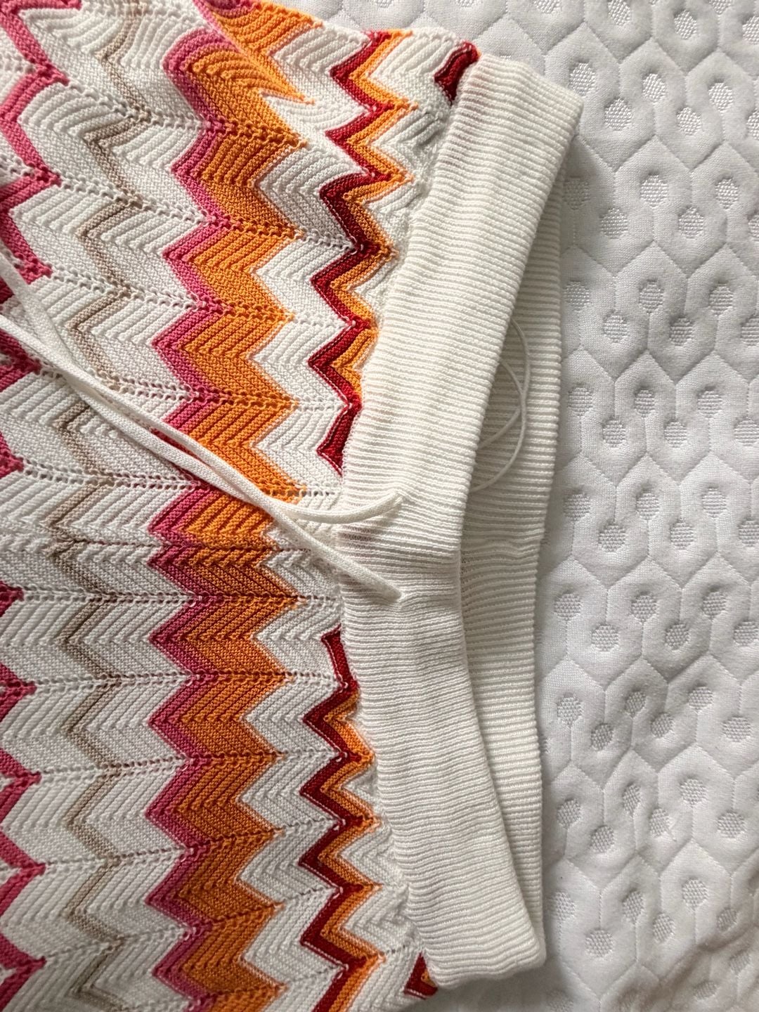 Runaway The Label Albie Chevron Crochet Knit Drawstring Shorts in Orange Multi 9