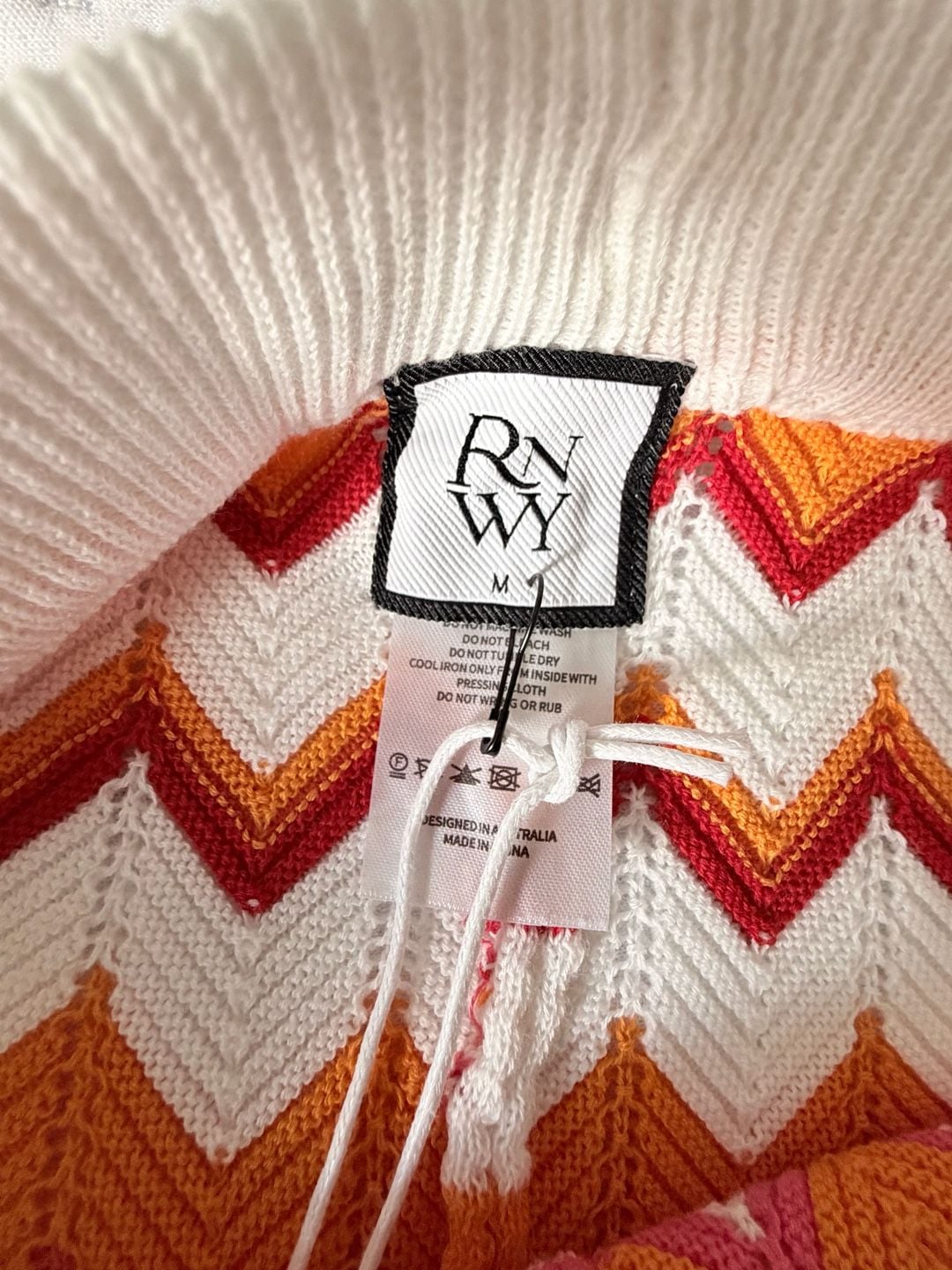 Runaway The Label Albie Chevron Crochet Knit Drawstring Shorts in Orange Multi 13