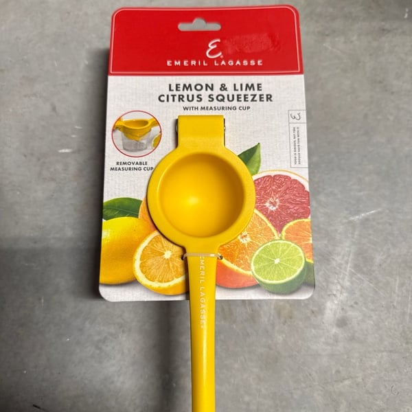 Emeril Lagasse Yellow Lemon & Lime Citrus Squeezer with Measuring Cup