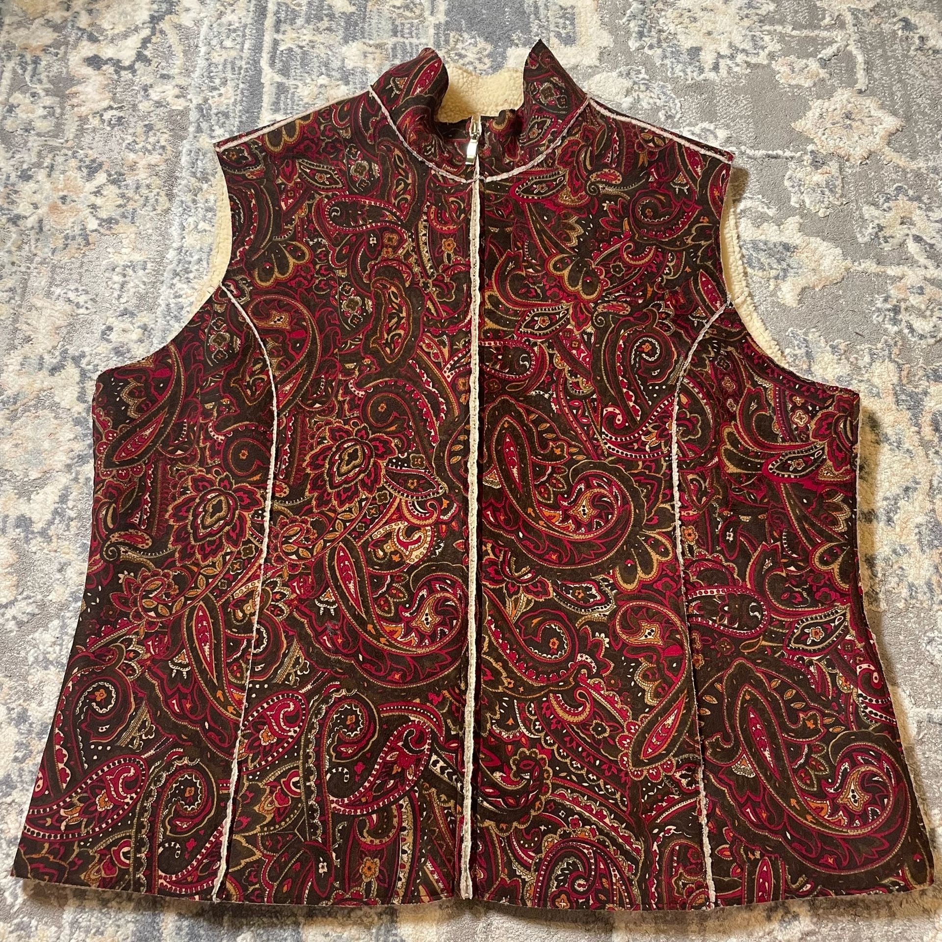 Vintage Casual Corner Annex XL Paisley Print Fleece Lined Vest 2