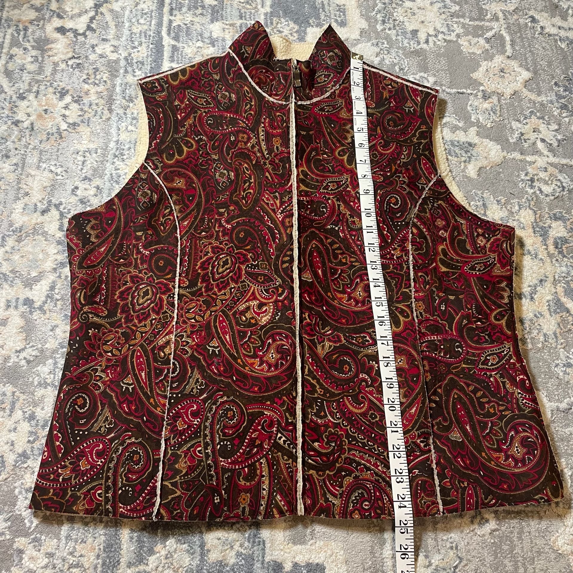 Vintage Casual Corner Annex XL Paisley Print Fleece Lined Vest 3