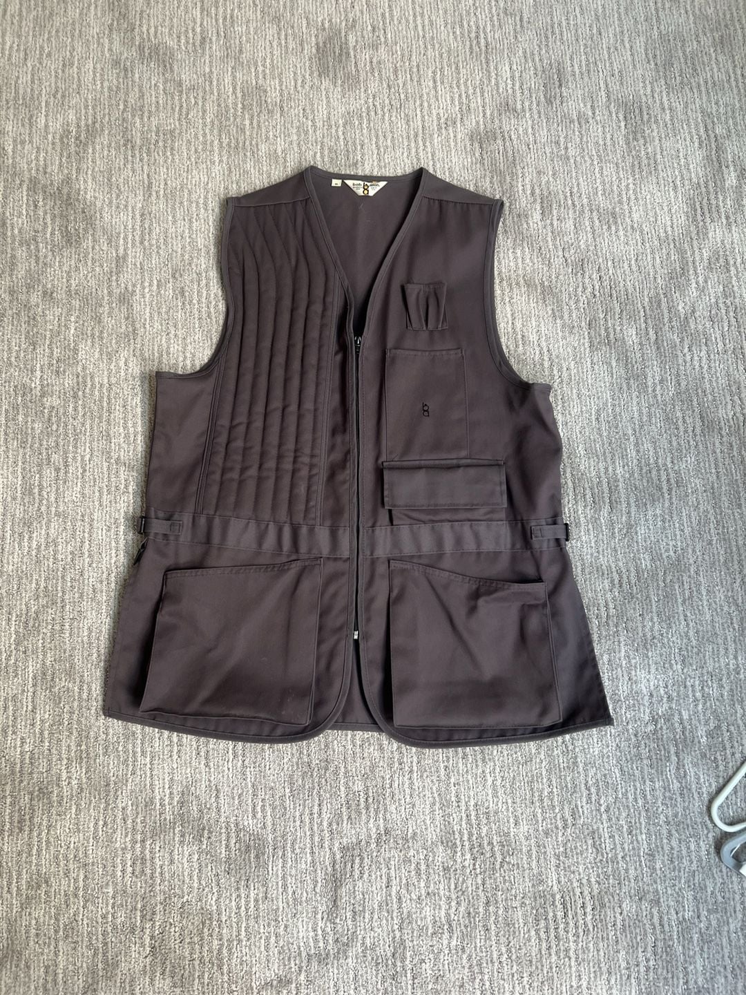 Vintage Bob Allen Shooting Vest Dark Brown Quilted Padded Right Hand Trap Skeet Vest 2