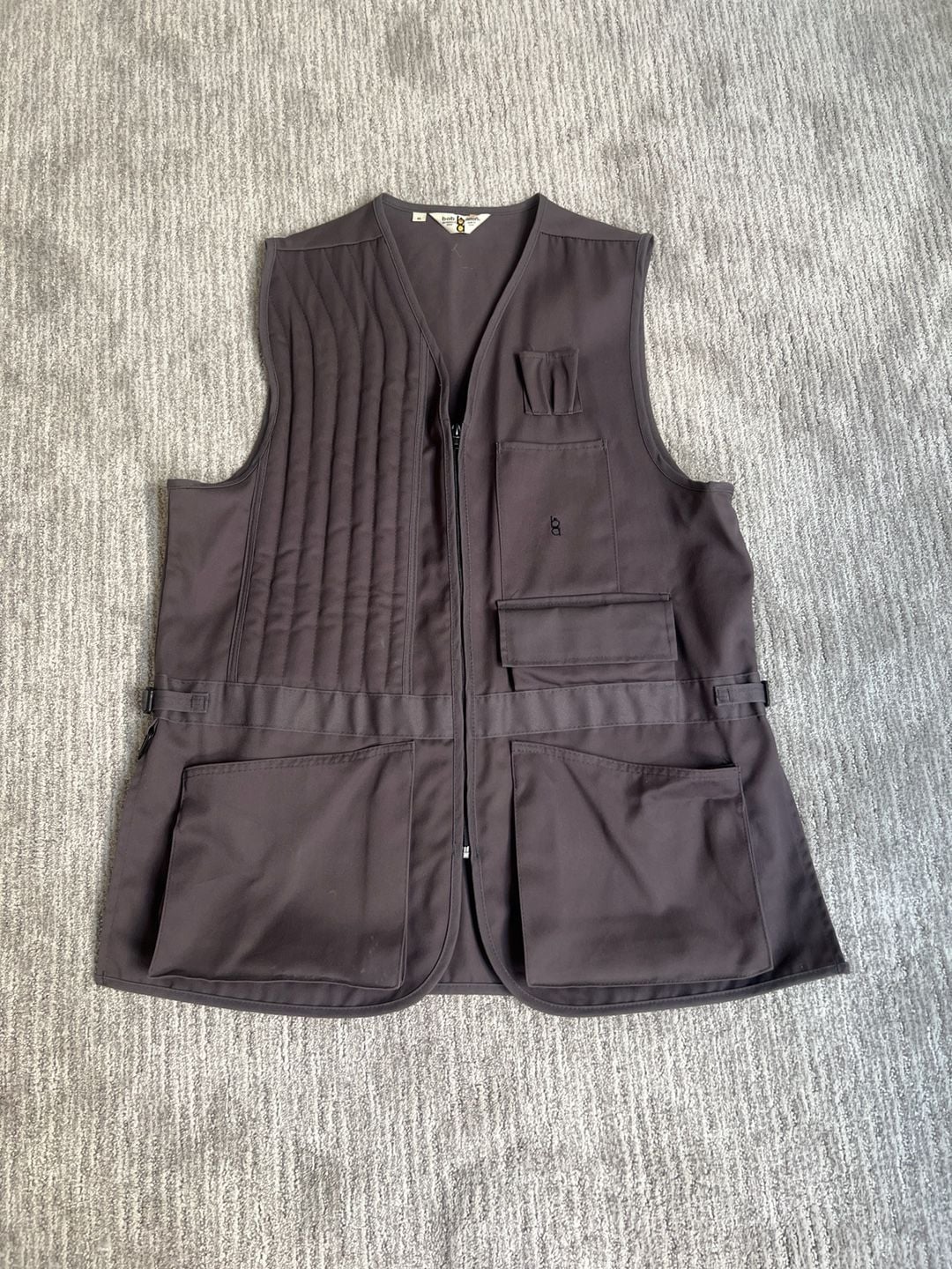 Vintage Bob Allen Shooting Vest Dark Brown Quilted Padded Right Hand Trap Skeet Vest 3