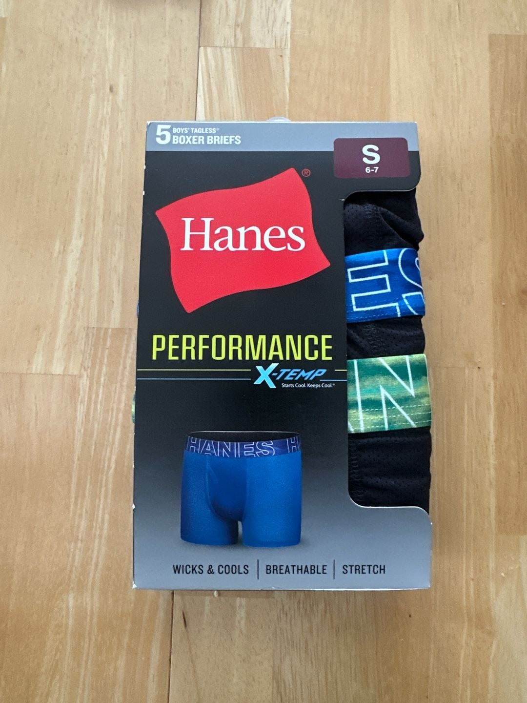 Hanes Boys' Performance X-Temp Breathable Mesh Boxer Briefs, 5-Pack, Size Small 6-7 1