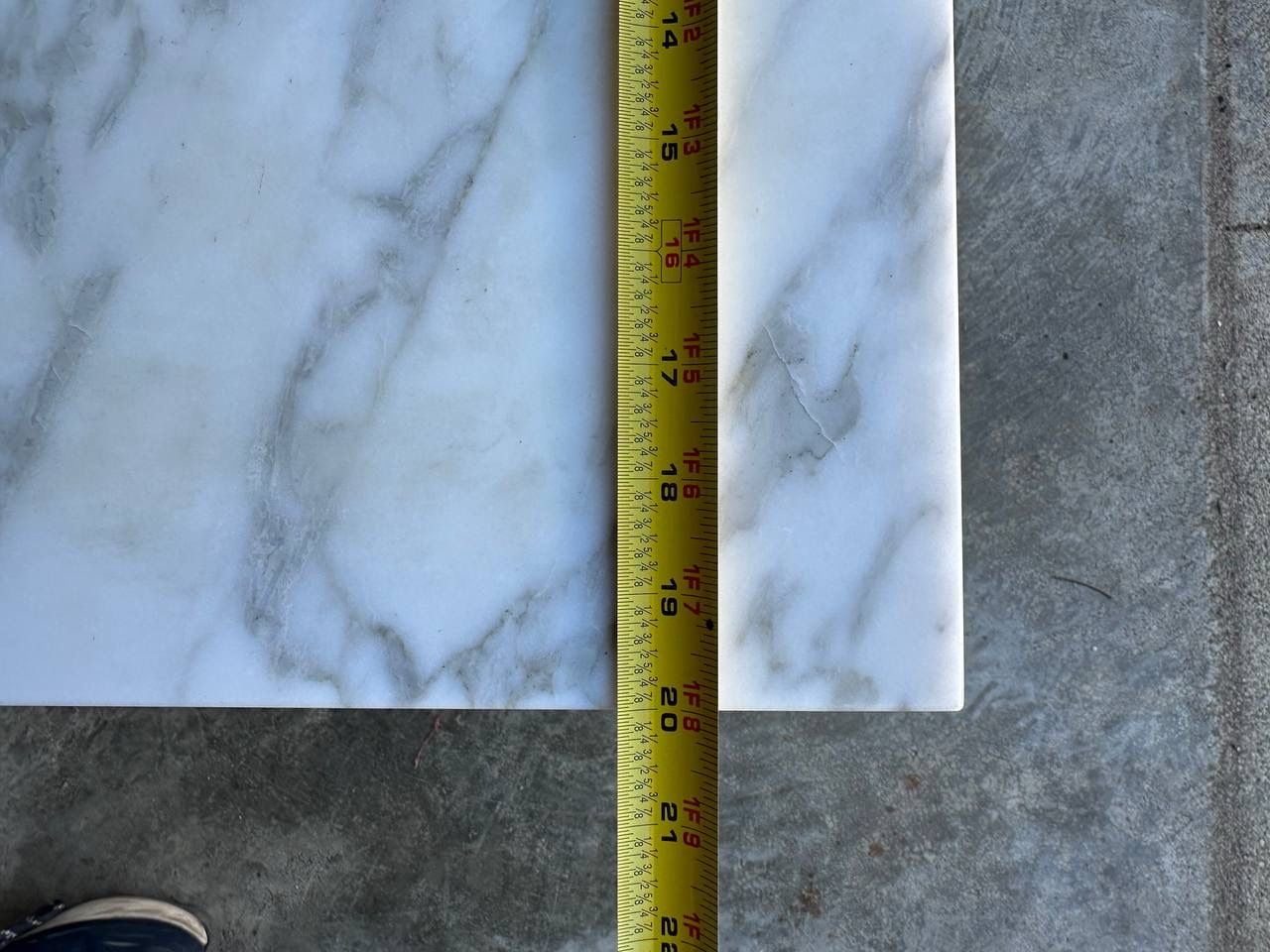 "Vintage Calacatta Marble Side Table with Antique White Pedestal Base". 7