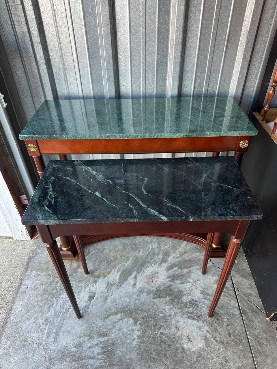 A set of three vintage tables with marble tops 2