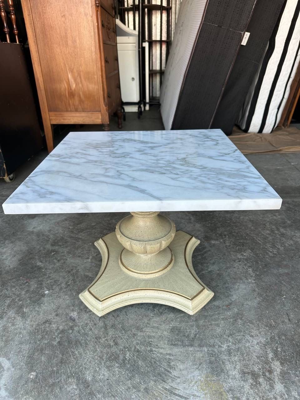 A set of three vintage tables with marble tops 3