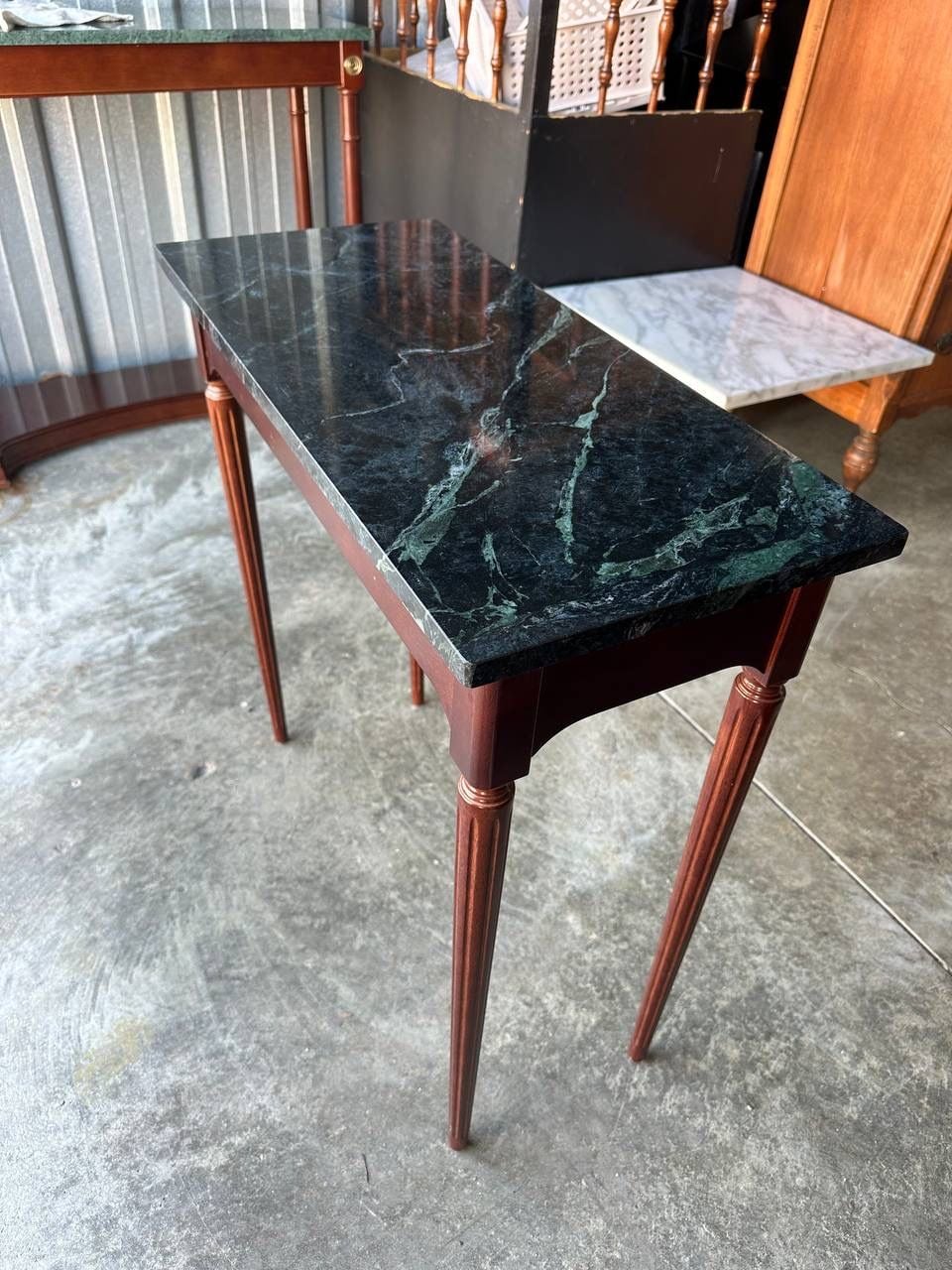 A set of three vintage tables with marble tops 5