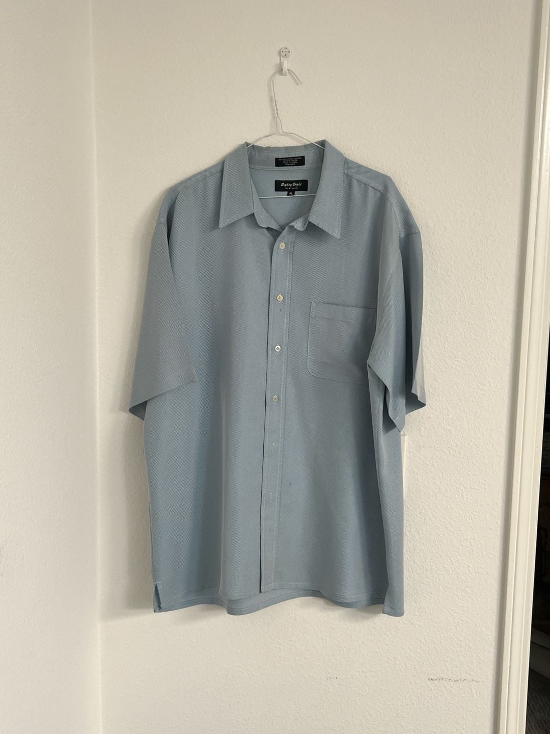 Eighty Eight Platinum Men's Light Blue Short Sleeve Textured Button Down Shirt XL 2