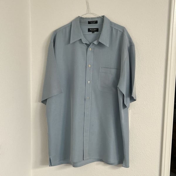Eighty Eight Platinum Men's Light Blue Short Sleeve Textured Button Down Shirt XL