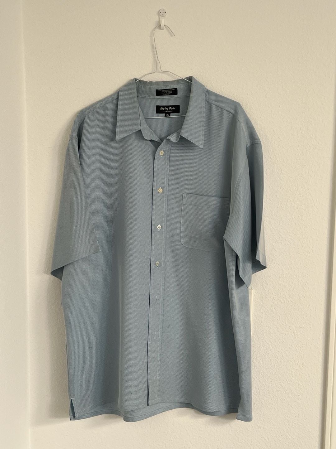 Eighty Eight Platinum Men's Light Blue Short Sleeve Textured Button Down Shirt XL 3