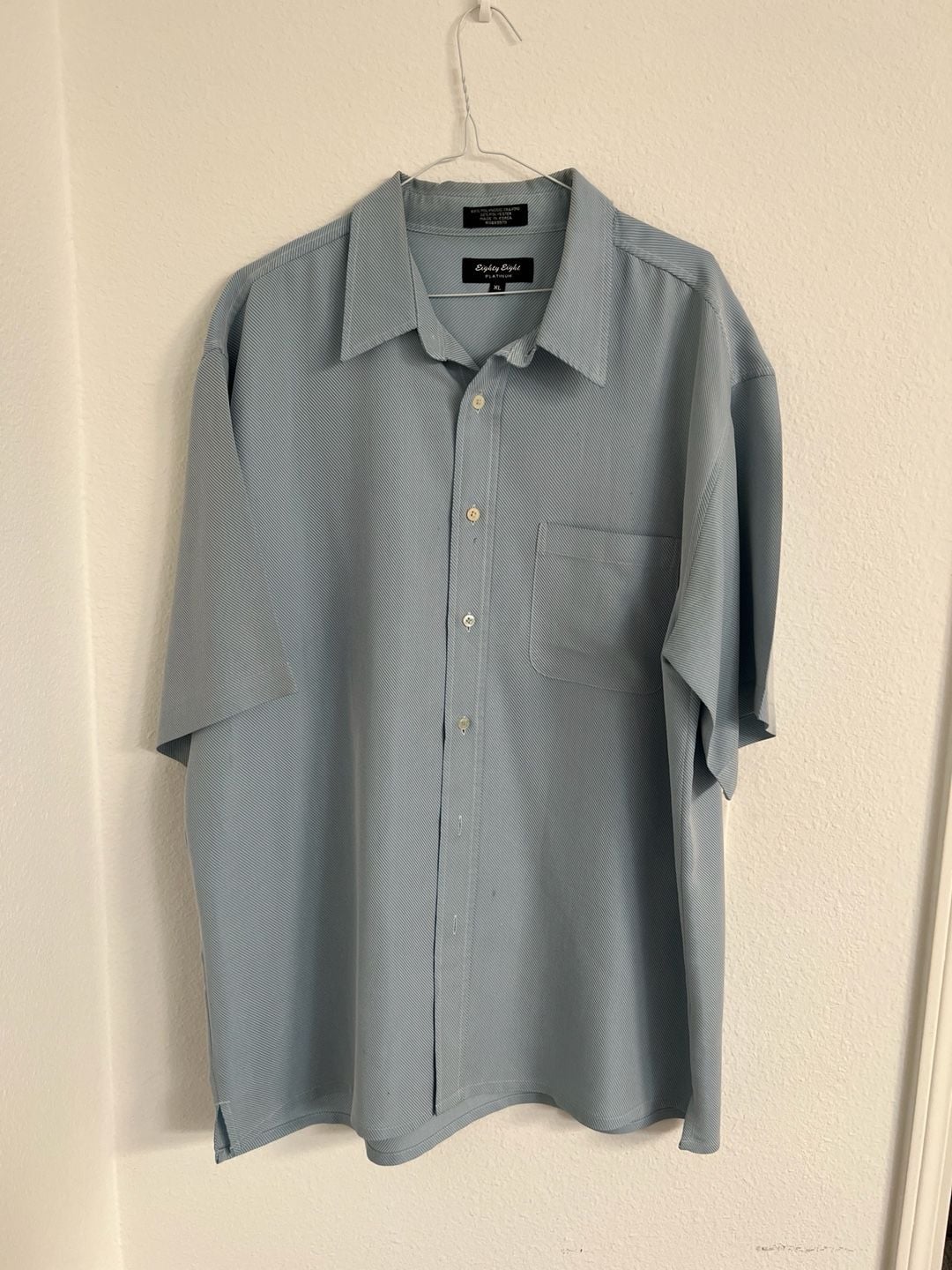 Eighty Eight Platinum Men's Light Blue Short Sleeve Textured Button Down Shirt XL 4