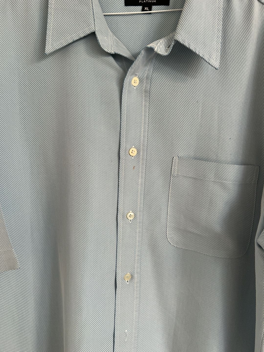 Eighty Eight Platinum Men's Light Blue Short Sleeve Textured Button Down Shirt XL 7