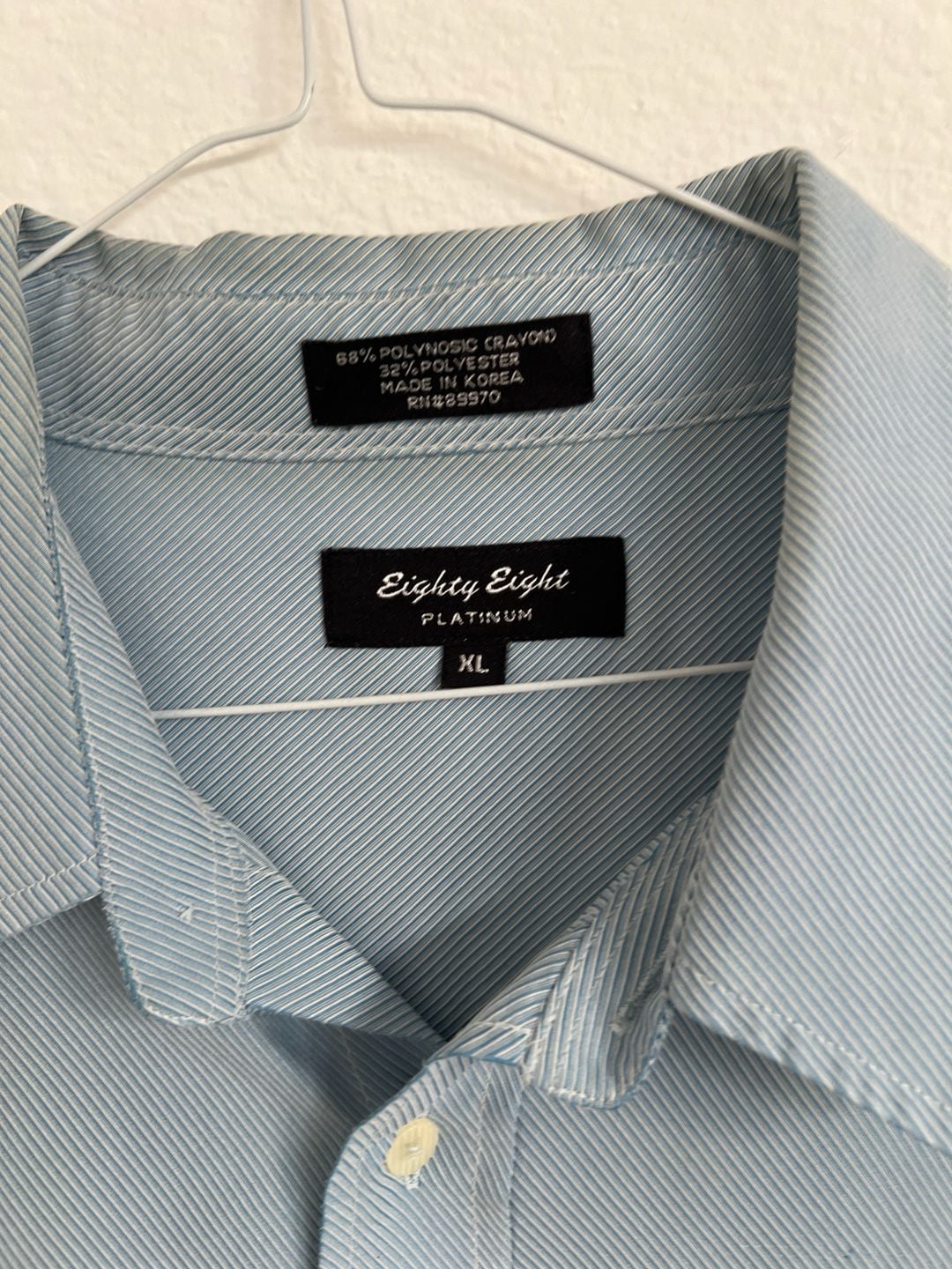 Eighty Eight Platinum Men's Light Blue Short Sleeve Textured Button Down Shirt XL 11