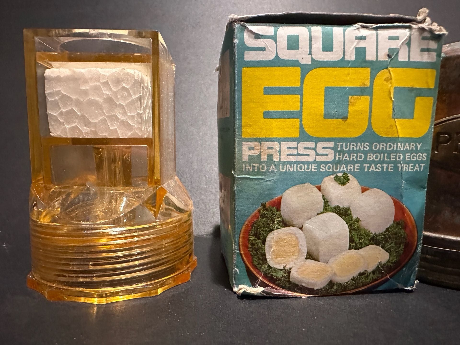 Vintage Square Egg Press Maker and Rustic Copper Salt & Pepper Shakers Set 6