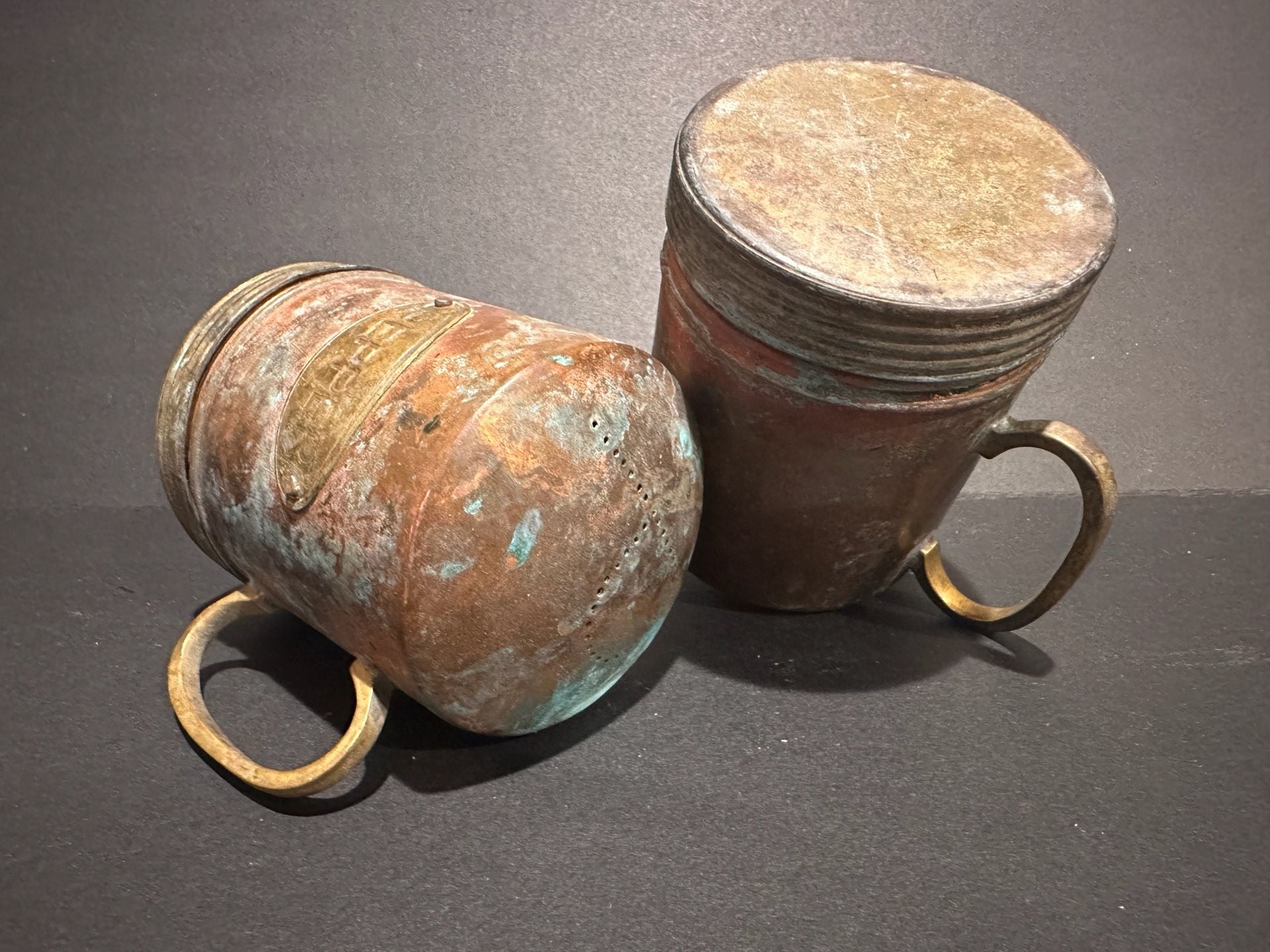 Vintage Square Egg Press Maker and Rustic Copper Salt & Pepper Shakers Set 8