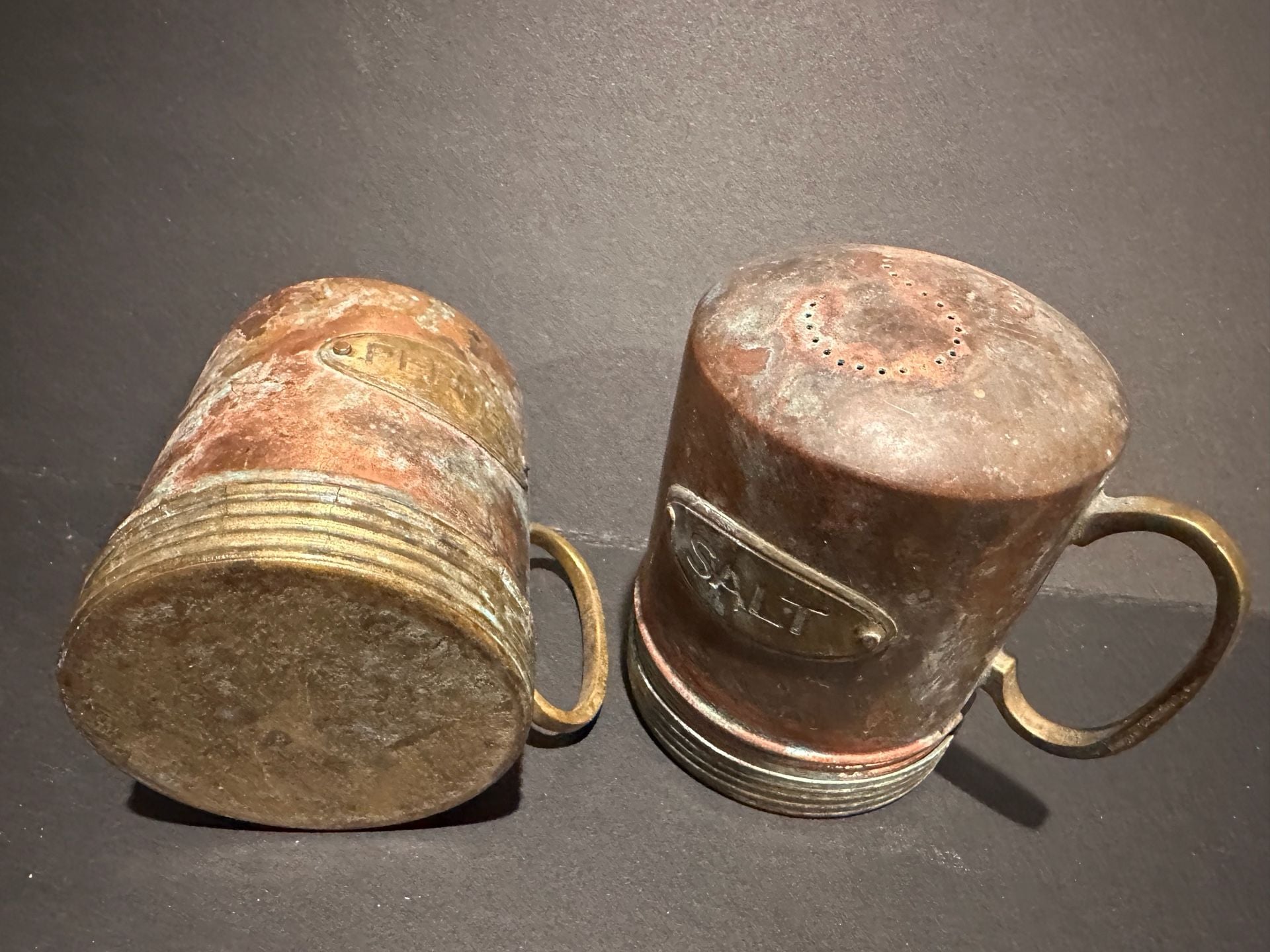 Vintage Square Egg Press Maker and Rustic Copper Salt & Pepper Shakers Set 9
