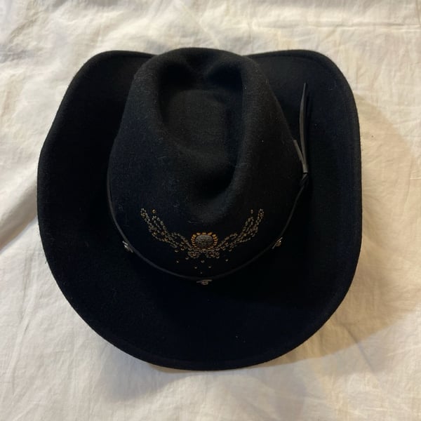 Master Hatters of Texas MHT Westerns 100% Wool Black Cowboy Hat with Beaded Crown Detail