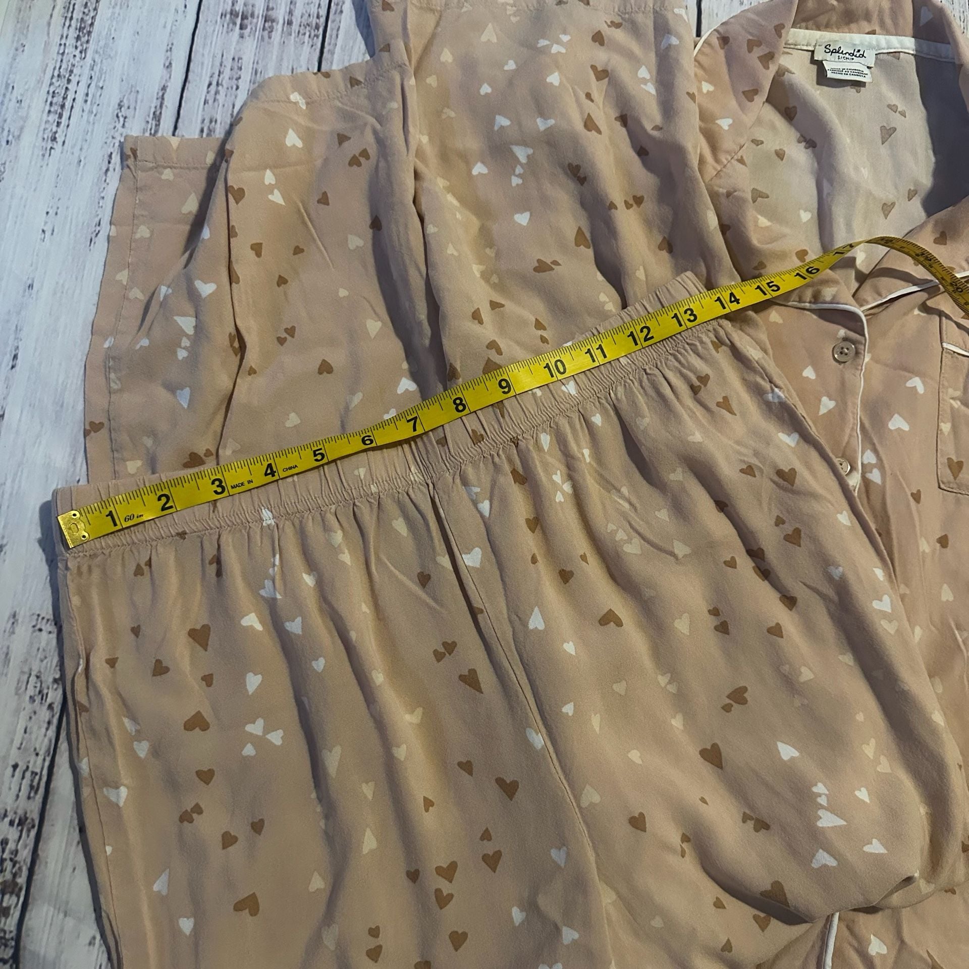 Splendid Hearts Short Sleeve Button Up soft Pajama Set-S 2