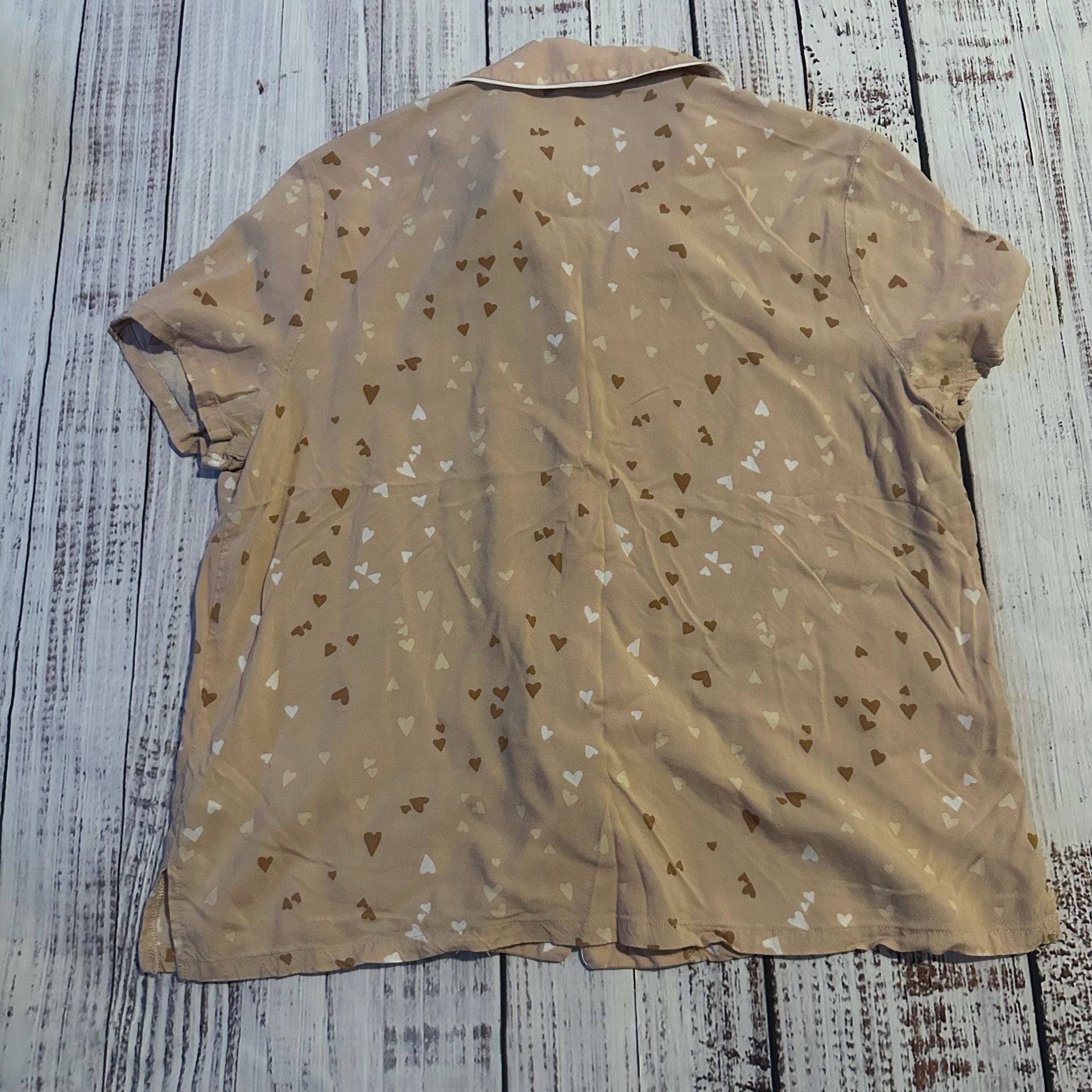 Splendid Hearts Short Sleeve Button Up soft Pajama Set-S 5