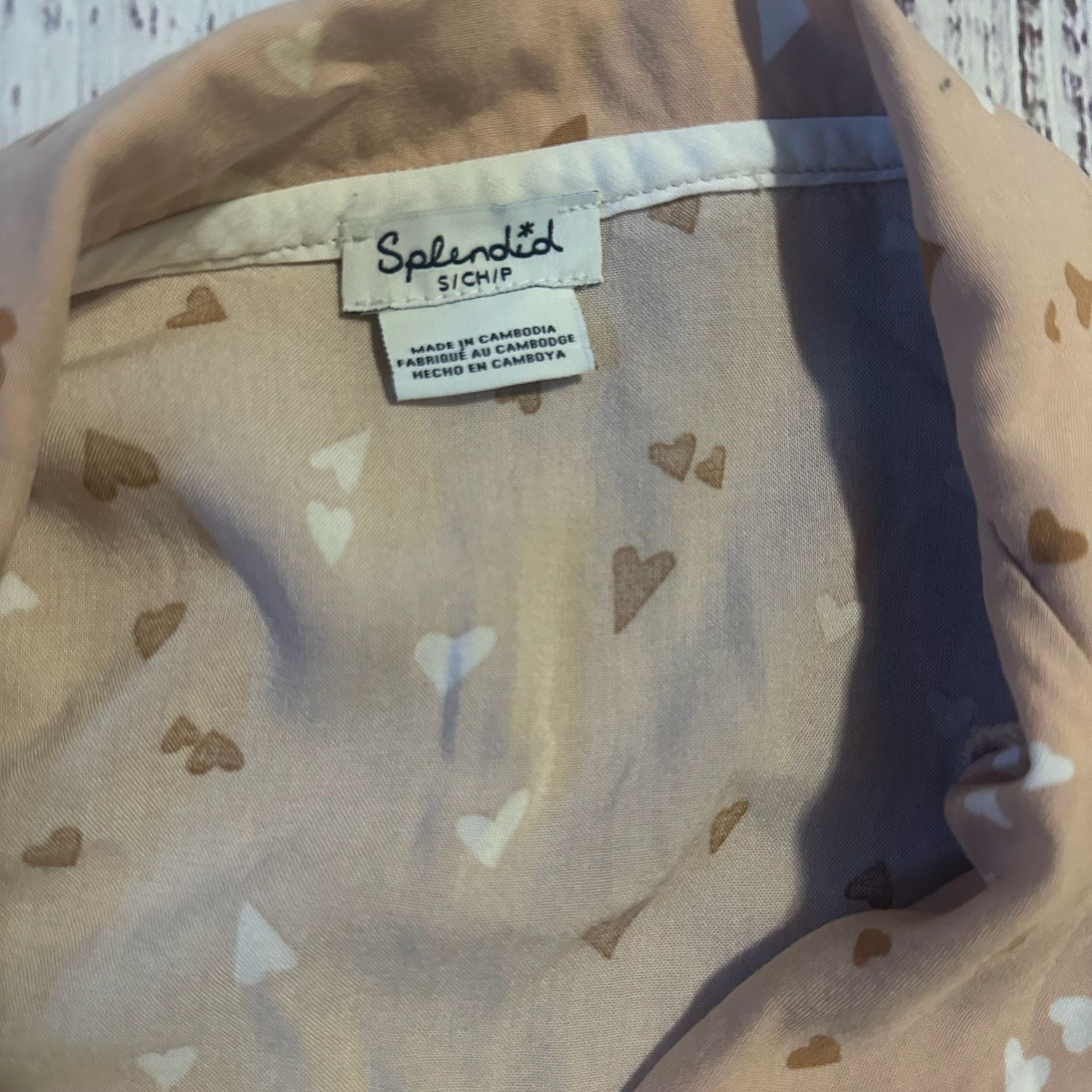 Splendid Hearts Short Sleeve Button Up soft Pajama Set-S 4