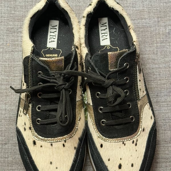 Myra Bag Rush Genuine Cowhide Leather Sneakers with Side Zipper