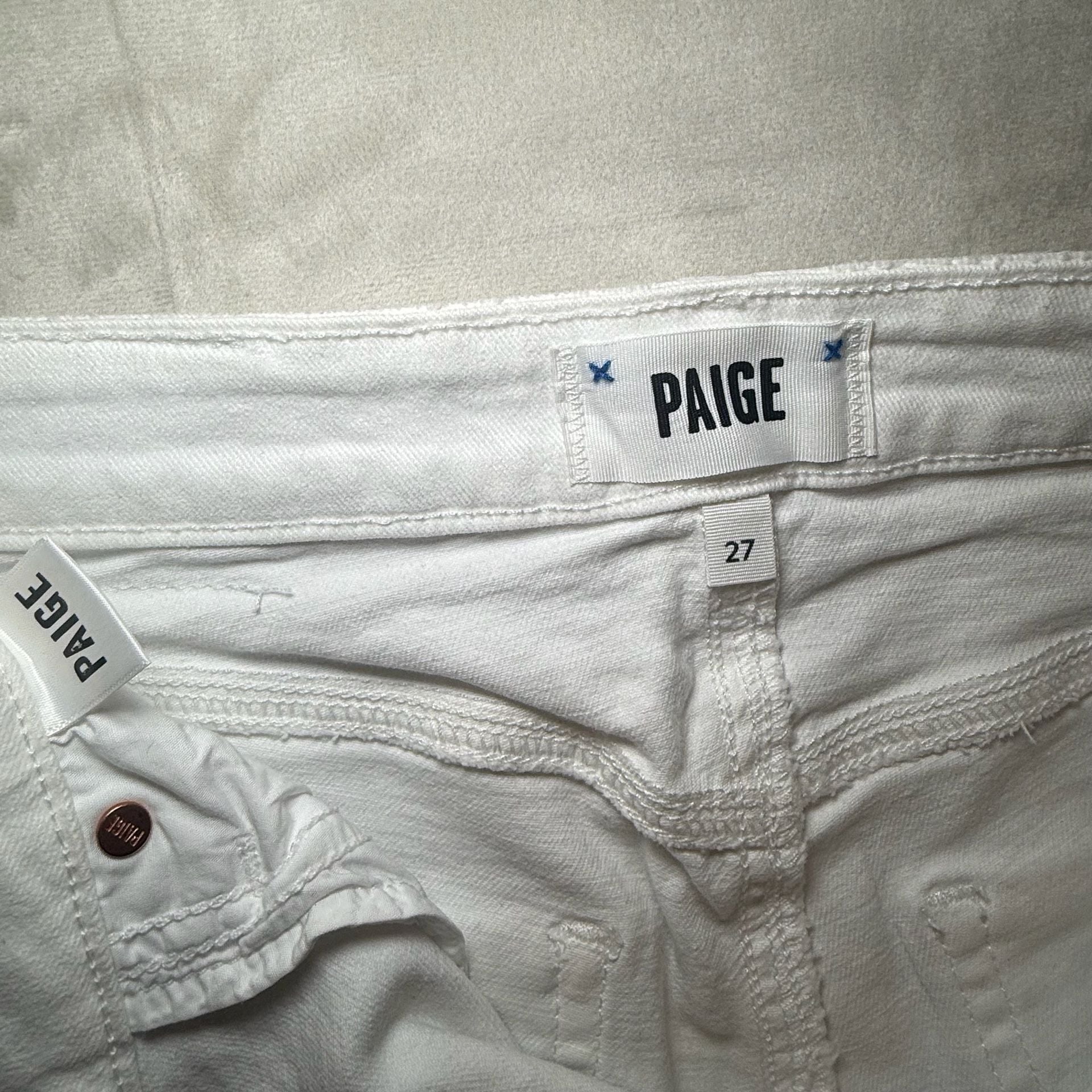 PAIGE Claudine High Rise Ankle Flare Jeans in White Size 27 3