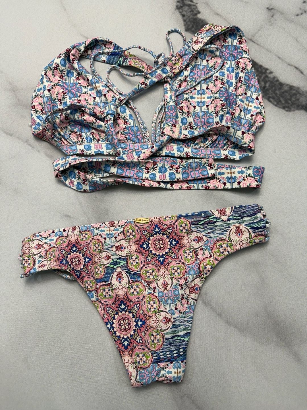 Luli Fama Azucar Reversible Halter Bikini Top and Braided Cut Out Bottom Set 2