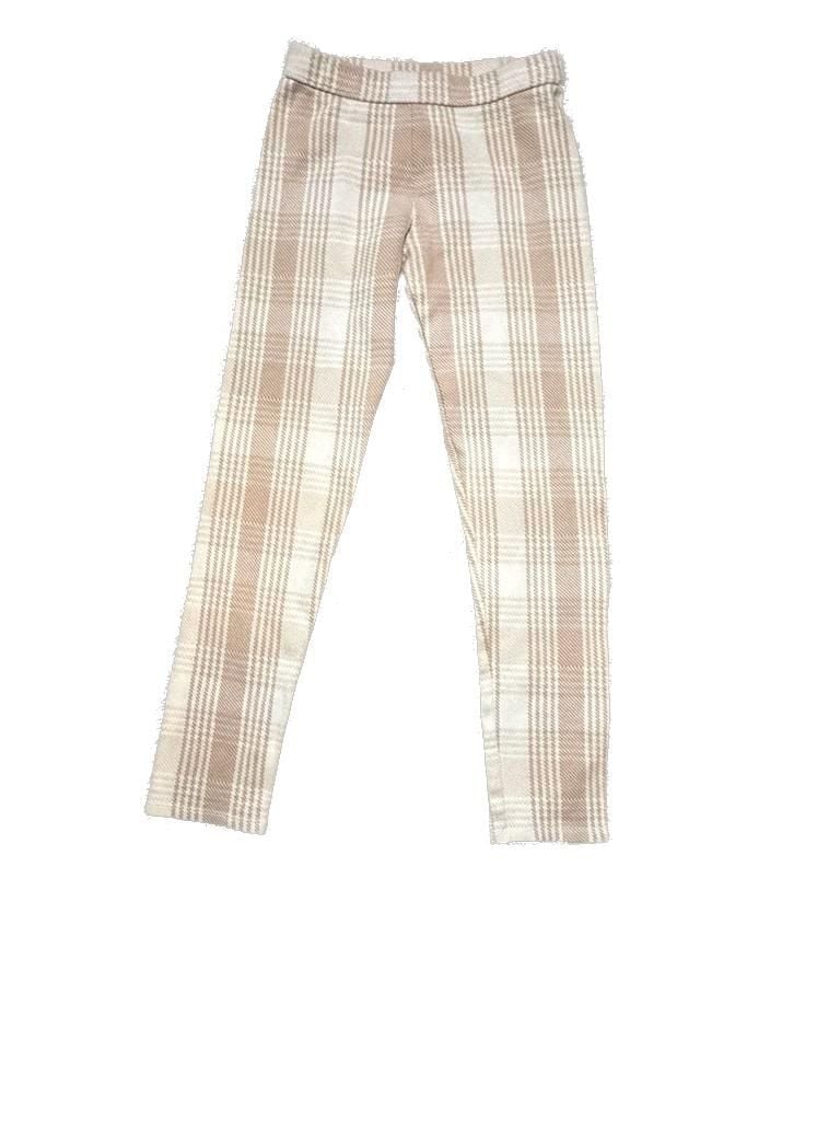 Janie and Jack Girls Tan and White Plaid Knit Leggings Size 12 2