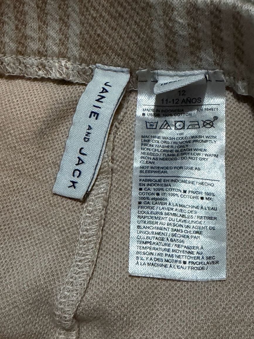 Janie and Jack Girls Tan and White Plaid Knit Leggings Size 12 3