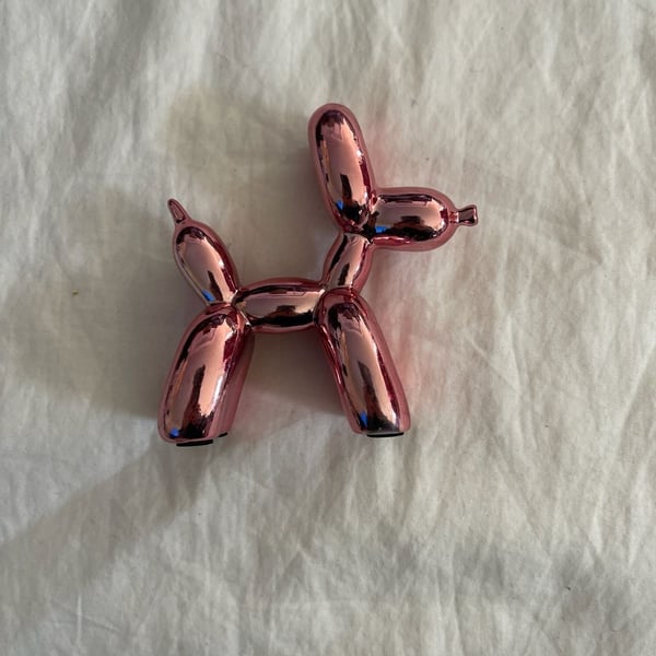 Metallic Pink Mini Balloon Dog Figurine Art Statue 4"