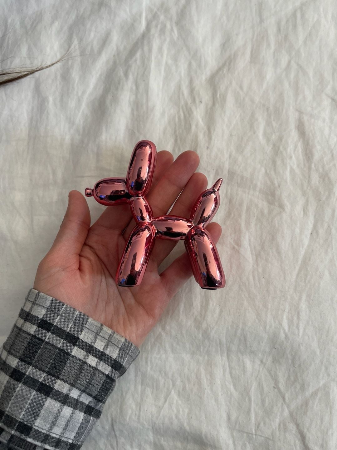 Metallic Pink Mini Balloon Dog Figurine Art Statue 4" 2