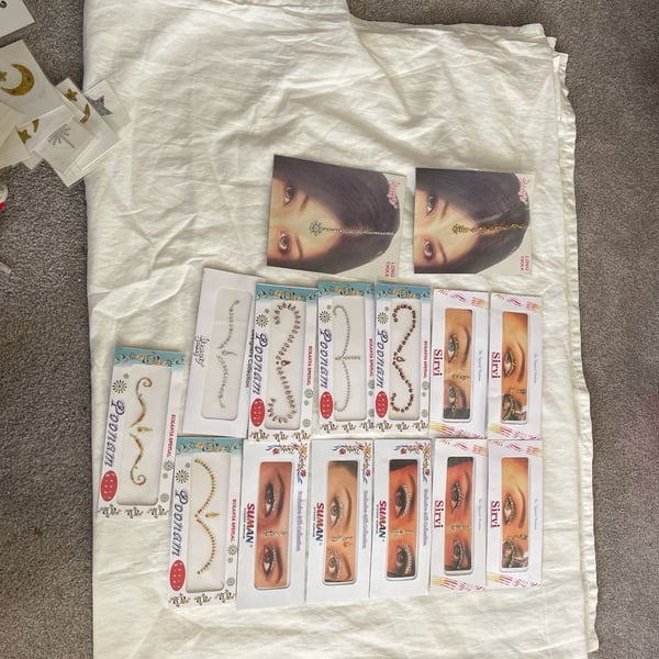 Large Bulk Lot Indian Bridal Bindi Stickers, Crystal Face Jewels and Temporary Tattoos