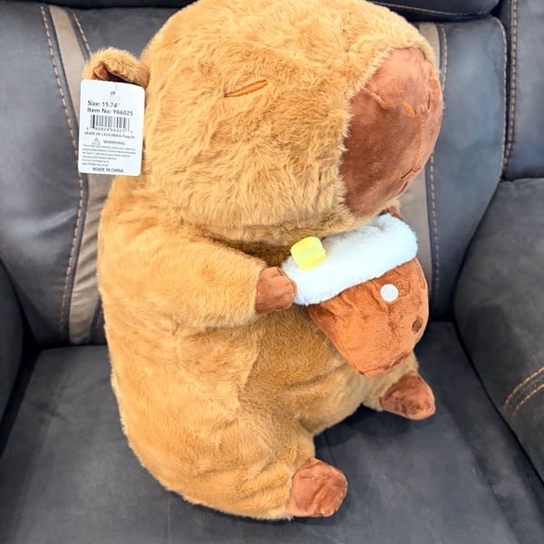 Karoeiwa 15.74 inch Capybara Plush Holding Coffee Cup Stuffed Animal