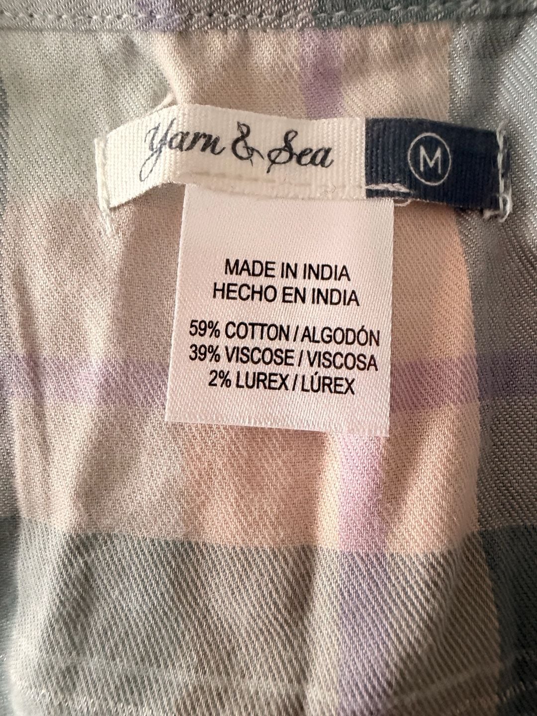 Yarn & Sea Pastel Blue and Pink Plaid PJ Set with Metallic Lurex Detail 2