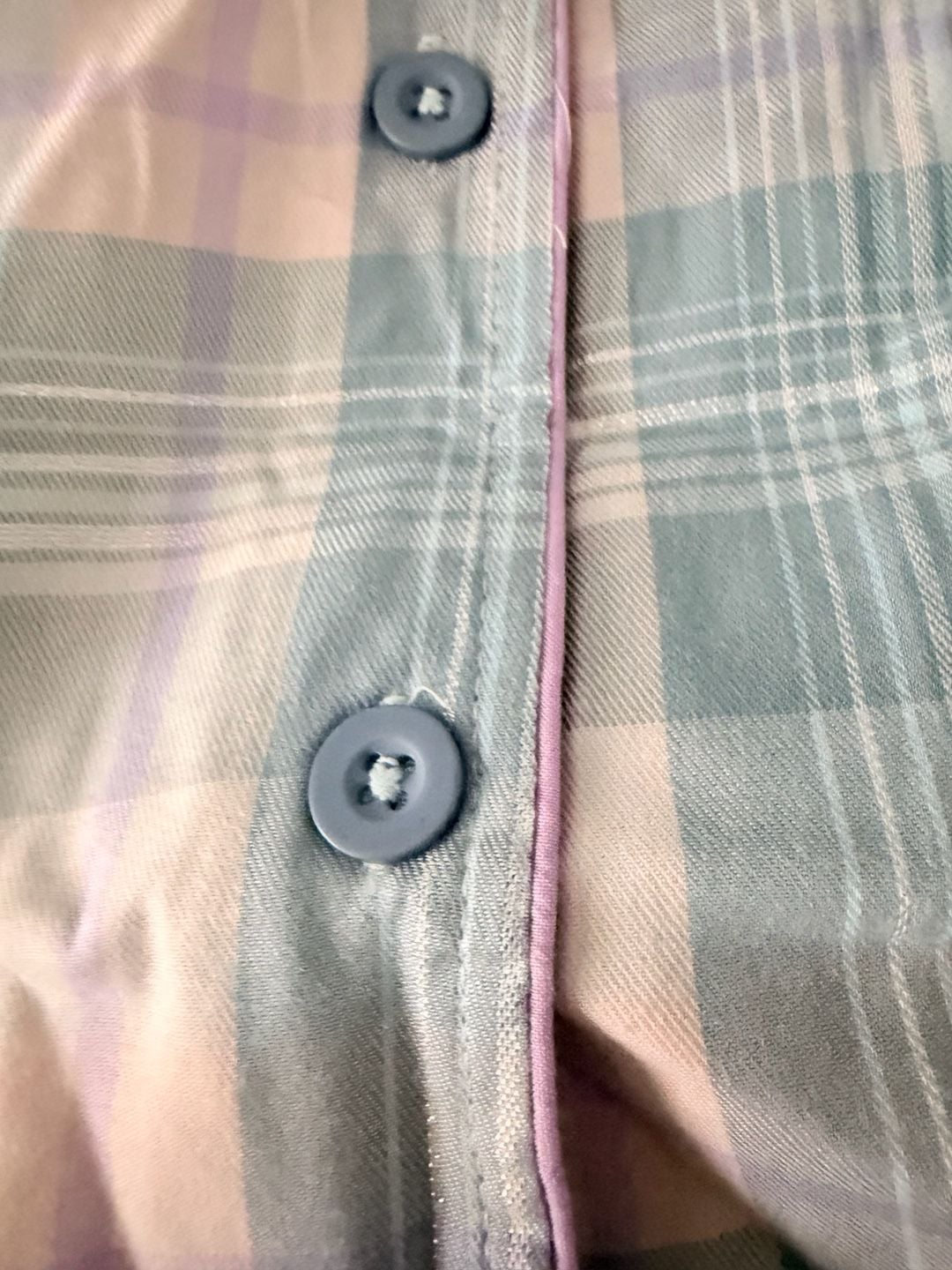 Yarn & Sea Pastel Blue and Pink Plaid PJ Set with Metallic Lurex Detail 6