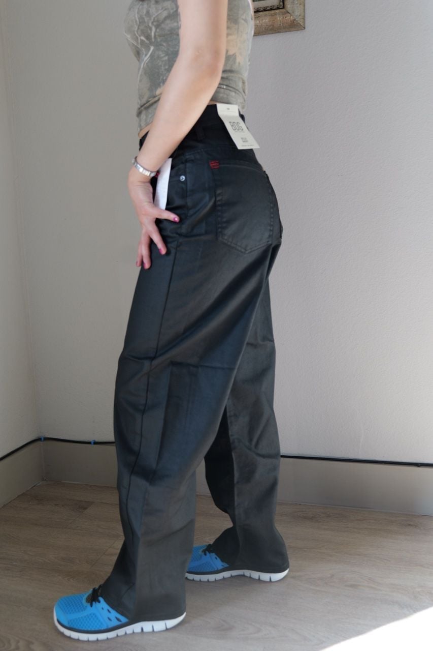 BDG Bella Baggy Coated Black Wide Leg Jeans 4