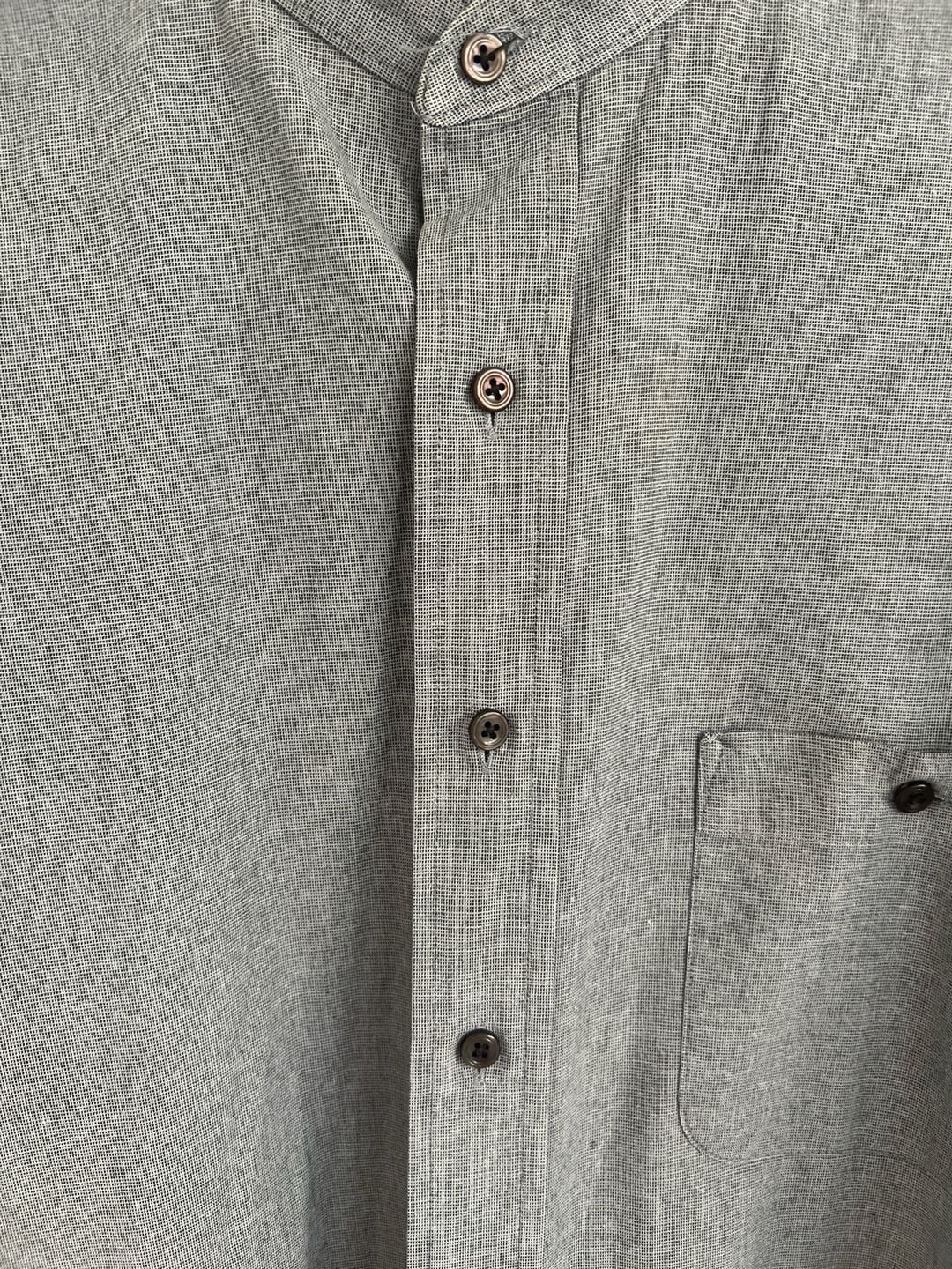 Van Heusen Men's Grey Mandarin Collar Long Sleeve Button Down Shirt 6