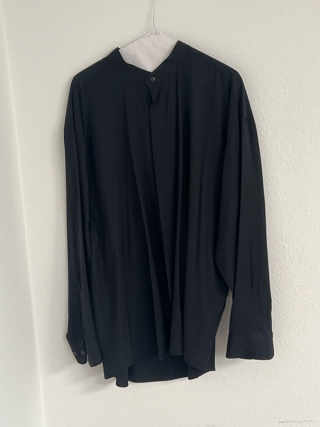 Domani Collection Black Band Collar Rayon Blend Button Down Shirt 2
