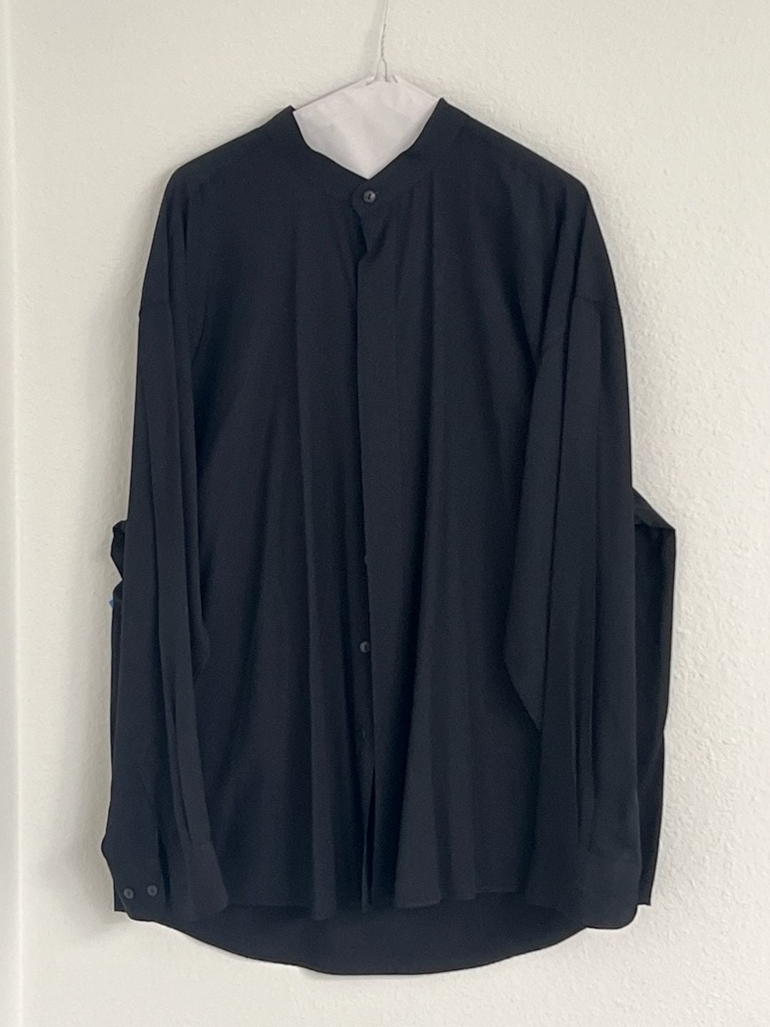 Domani Collection Black Band Collar Rayon Blend Button Down Shirt 3