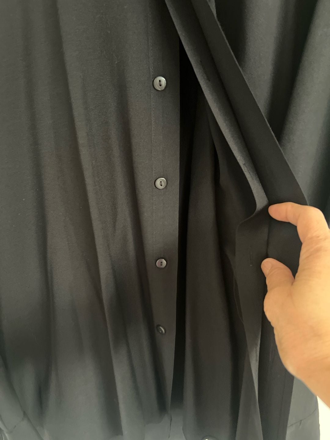 Domani Collection Black Band Collar Rayon Blend Button Down Shirt 6