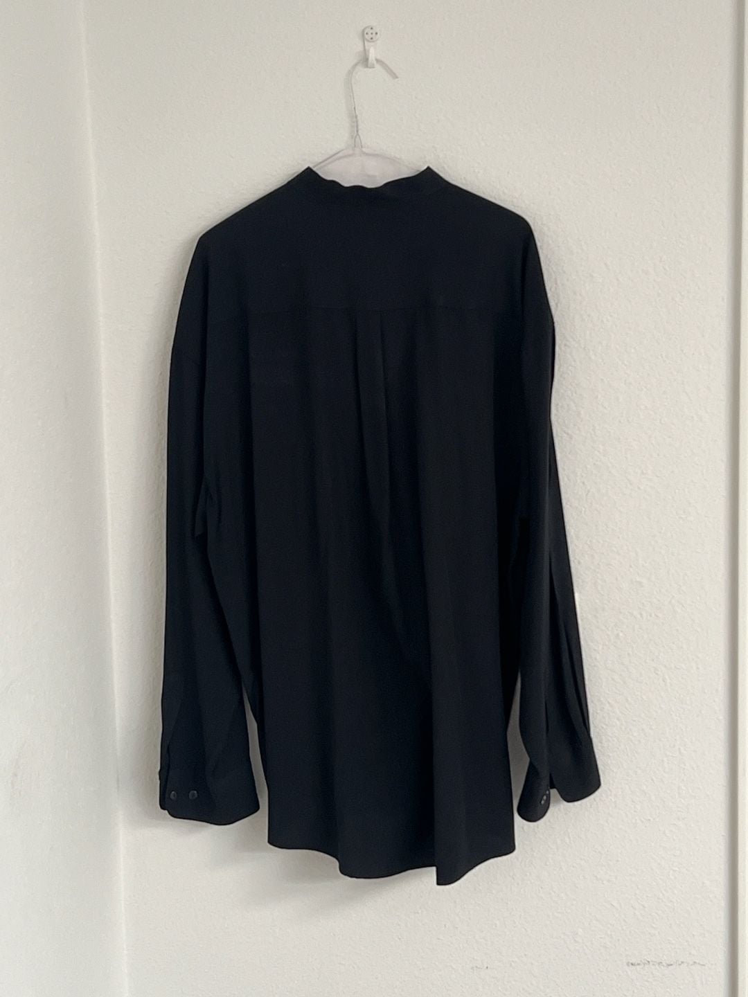 Domani Collection Black Band Collar Rayon Blend Button Down Shirt 9